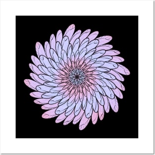 Purple Colored Floral Spiral Mandala Line Art Posters and Art